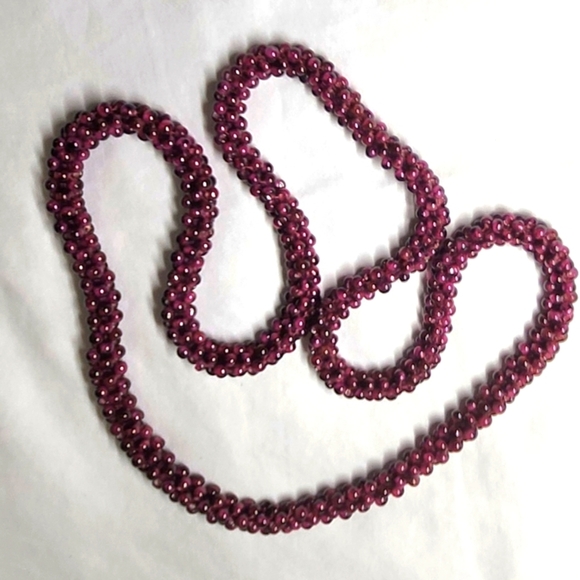Vintage Rhodolite Garnet Woven 26" Necklace - Picture 3 of 3
